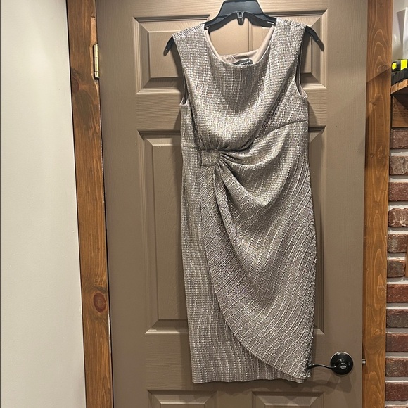 Connected Apparel Metallic Gray Midi Dress - Picture 1 of 2